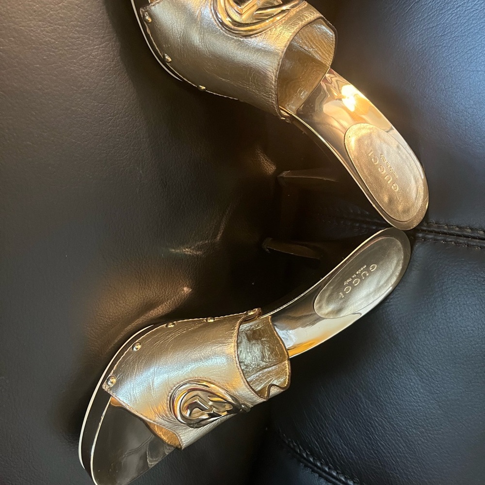 Gucci Gold Metallic Mules